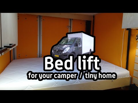 Hefbed met rolluikmotor zelfbouw - DIY Lift bed with shutter motor - camper - tiny home